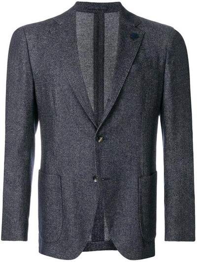 Shop Lardini Patch Pocket Blazer - Blue