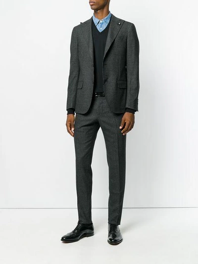 Shop Lardini Classic Formal Suit In Black