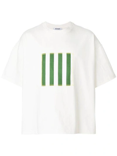 Shop Sunnei Striped Panel T-shirt - White