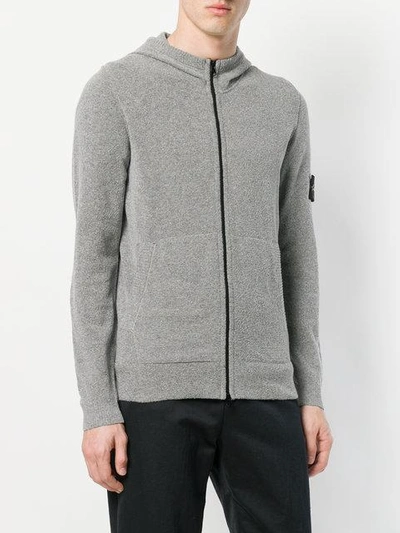 Shop Stone Island Zip Front Hoodie