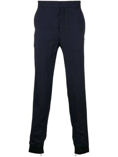 Shop Lanvin Contrast Cuff Tailored Trousers - Blue