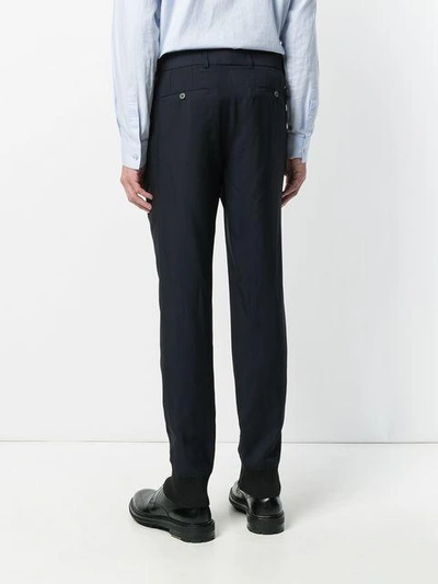 Shop Lanvin Contrast Cuff Tailored Trousers - Blue