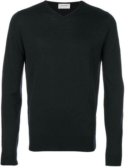 John Smedley V-neck Jumper - Black In Black