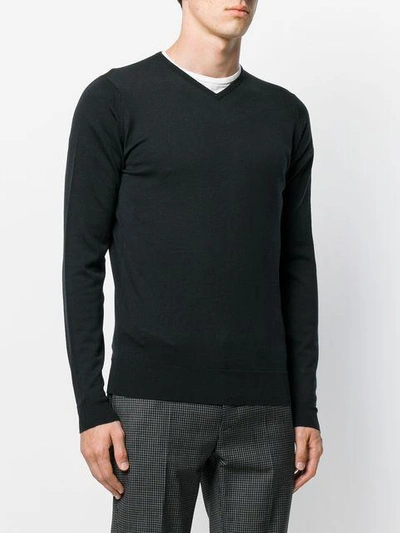 John Smedley V-neck Jumper - Black In Black