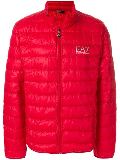 Shop Ea7 Padded Logo Jacket In Red