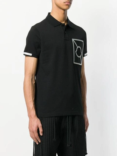 Shop Moncler Embroidered Detail Polo Shirt In Black
