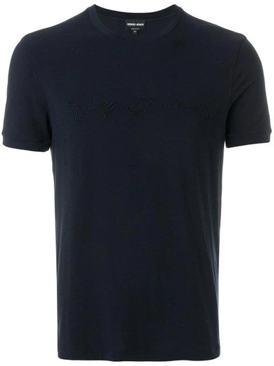 Shop Giorgio Armani Logo Detail T-shirt In Blue