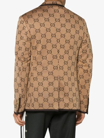 Shop Gucci Gg Logo Jersey Jacket - Neutrals