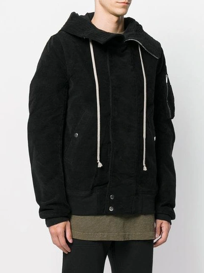 Shop Rick Owens Drkshdw Full Zip Hooded Jacket - Black