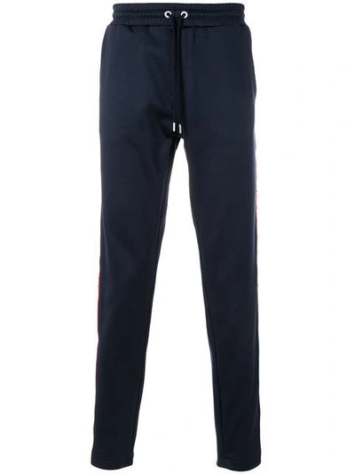 Shop Moncler Side Stripe Track Pants In Blue