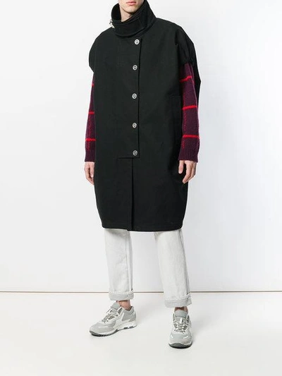 Shop Raf Simons Sleeveless Couture Coat In Black