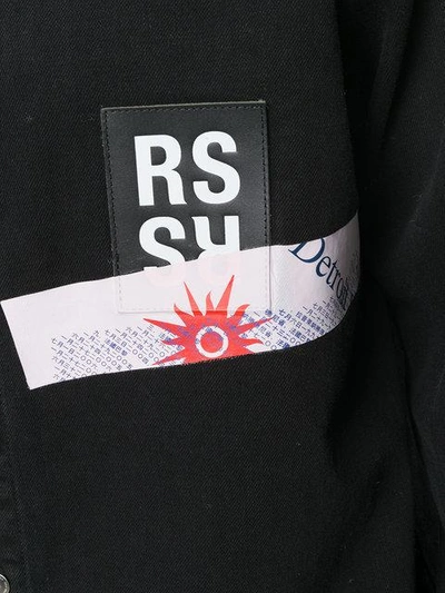 Shop Raf Simons Logo Patch Denim Shirt - Black