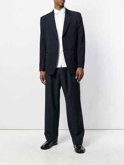 Shop Yohji Yamamoto Oversized Suit Jacket - Blue