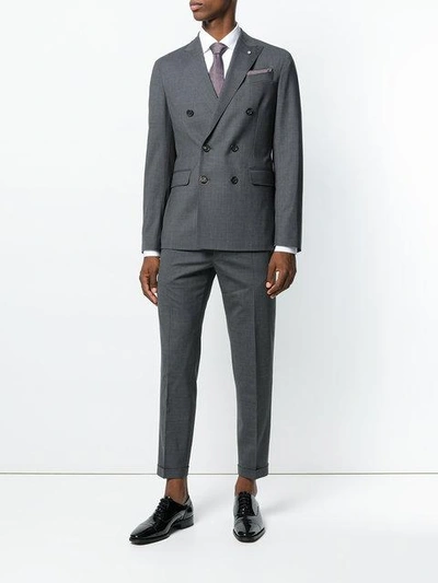 Shop Dsquared2 Napoli Double Breasted Suit - Grey