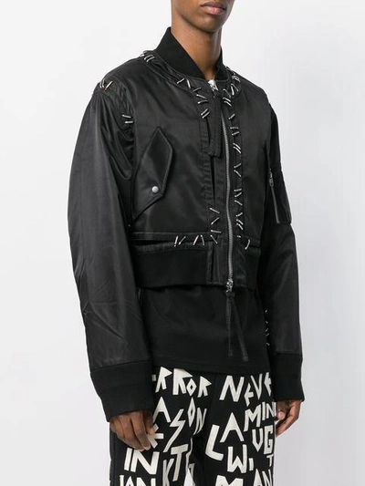 Shop Ktz Metal Pin Bomber Jacket In Black