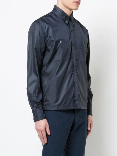 Shop Thom Browne Mesh-lined Ripstop Shirt In Blue