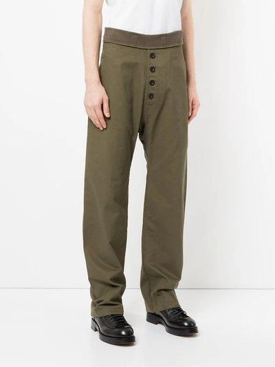 Shop Loewe Button Trousers In Green