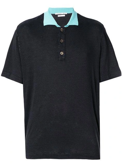 Shop Common Wild Knitted Polo Shirt In Blue