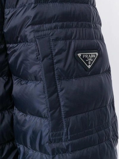 Shop Prada Padded Jacket In Blue