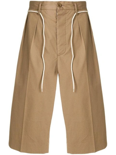 Shop Maison Margiela Drawstring Tailored Shorts In Brown