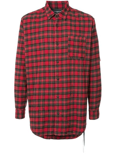 Shop Mastermind Japan Mastermind World Plaid Shirt With Skull Print - Red