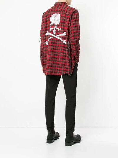 Shop Mastermind Japan Mastermind World Plaid Shirt With Skull Print - Red