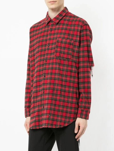 Shop Mastermind Japan Mastermind World Plaid Shirt With Skull Print - Red