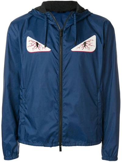 Shop Fendi Bag Bugs Windbreaker Jacket In Blue