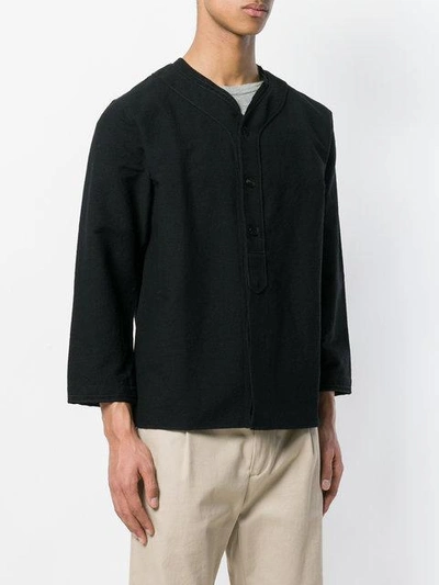 Shop Visvim Cropped Sleeves Shirt Jacket In Black