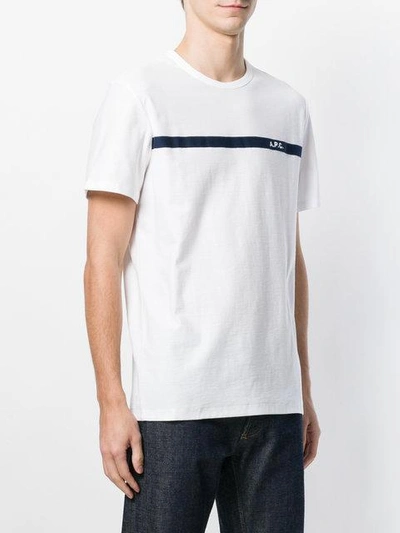 Shop Apc Panel Detailed Embroidered Logo T-shirt In White