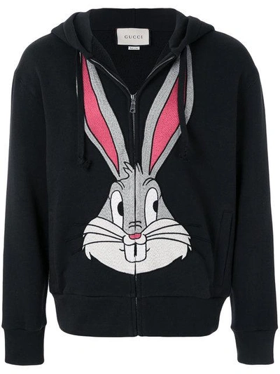 Gucci Bugs Bunny Cotton Hooded Sweatshirt In Black | ModeSens