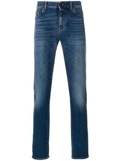 Shop Saint Laurent Straight Leg Jeans In Blue