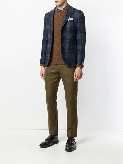 Shop Cantarelli Checked Tailored Jacket - Blue