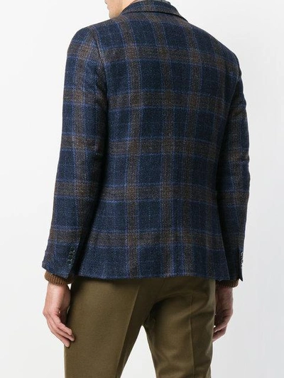 Shop Cantarelli Checked Tailored Jacket - Blue