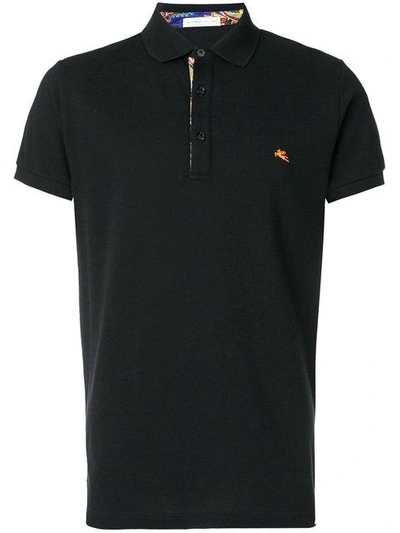 Shop Etro Short Sleeve Polo Shirt In Black