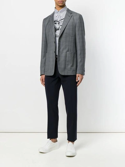 Shop Prada Check Blazer - Grey