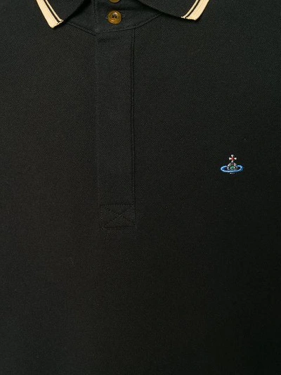 Shop Vivienne Westwood Logo Longsleeved Polo Shirt - Black