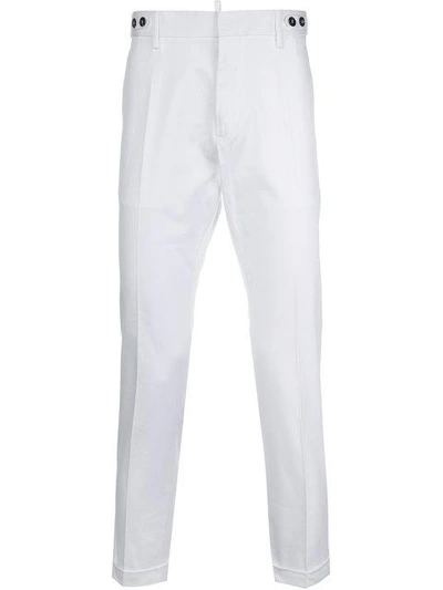 Shop Dsquared2 Button Waistband Chinos In White