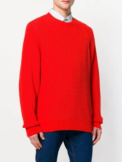 Shop Ami Alexandre Mattiussi Raglan Sleeves Crew Neck Sweater In Red