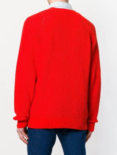 Shop Ami Alexandre Mattiussi Raglan Sleeves Crew Neck Sweater In Red