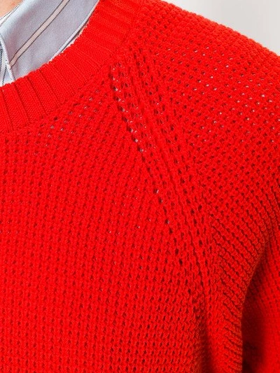 Shop Ami Alexandre Mattiussi Raglan Sleeves Crew Neck Sweater In Red