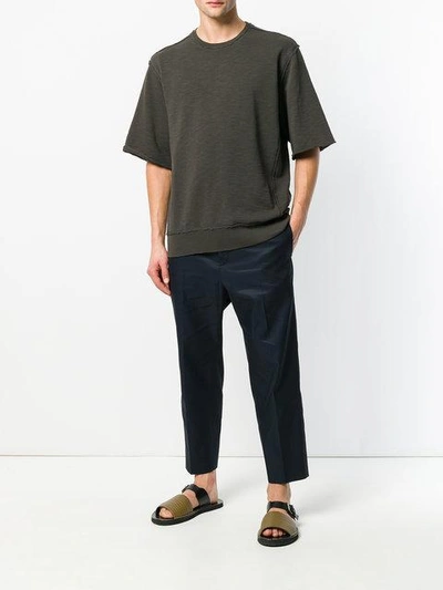 Shop Jil Sander Short Sleeve Raw Stitch Sweatshirt
