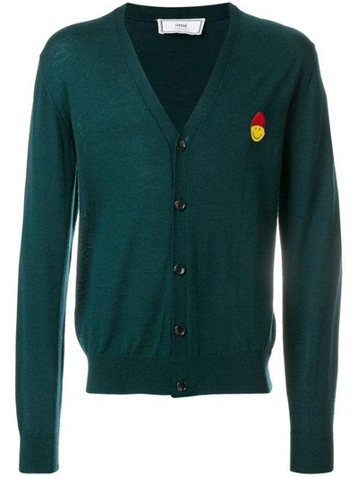 Shop Ami Alexandre Mattiussi Cardigan Smiley Chest Patch In Green