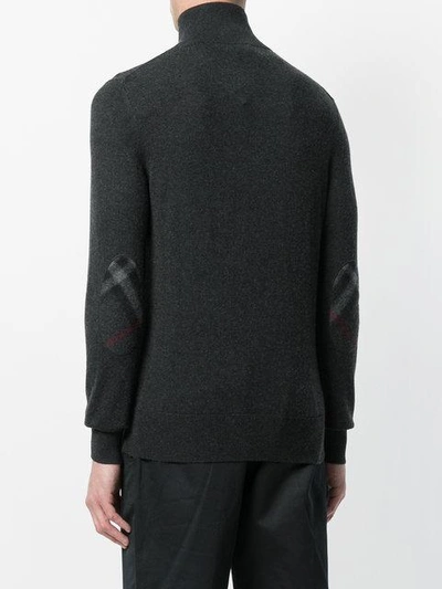 Shop Burberry Zip-neck Cashmere Cotton Sweater In Grey