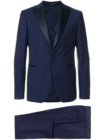Shop Tagliatore Smoking Dinner Suit In Blue