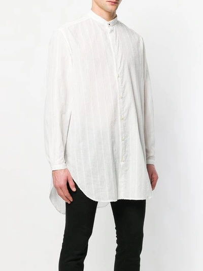 Saint Laurent Striped Tunisian Collar Shirt In White
