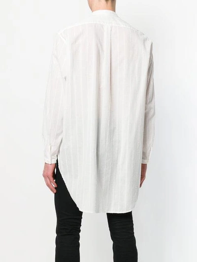 Saint Laurent Striped Tunisian Collar Shirt In White