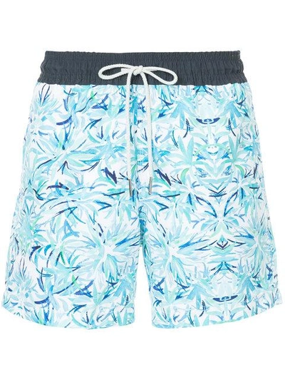Shop Venroy Watercolour Palms Swim Shorts - Blue