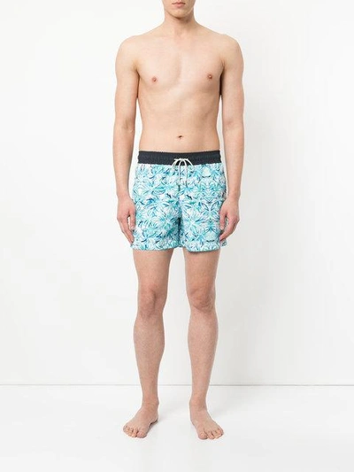 Shop Venroy Watercolour Palms Swim Shorts - Blue