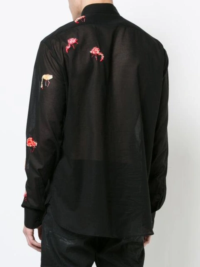 Shop Saint Laurent Sheer Flamingo Embroidery Shirt In Black